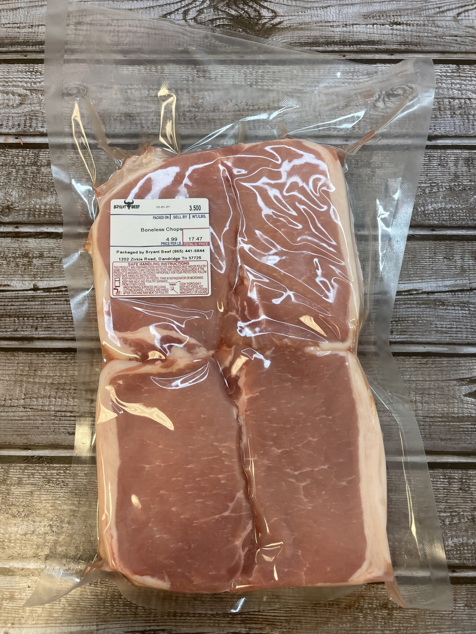 Boneless Pork Chops 4.99LB Bryant Beef Tennessee Beef, Jerky